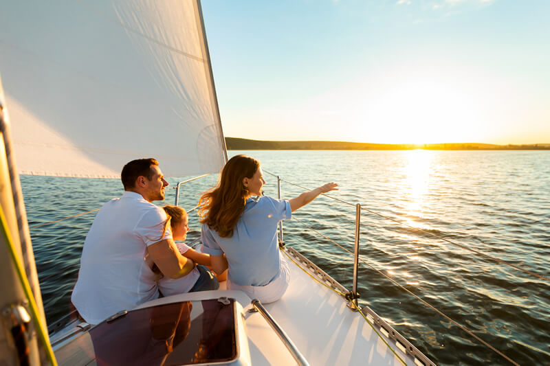A family on a sailboat